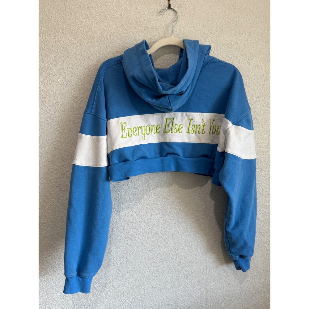 Mayfair Group "Everyone Else Isn't You" Cropped Zip Up Hoodie Sweatshirt Y2K